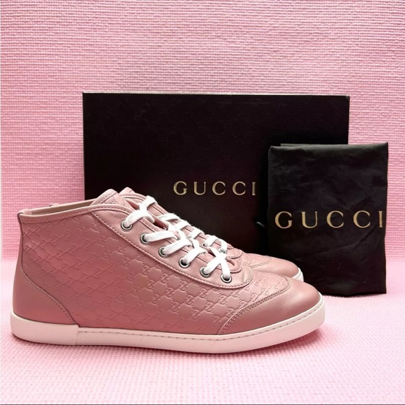 Gucci Guccissima Leather pink sneakers booties - Picture 1 of 8